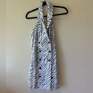 VENUS Black and White Zebra Print Halter Top